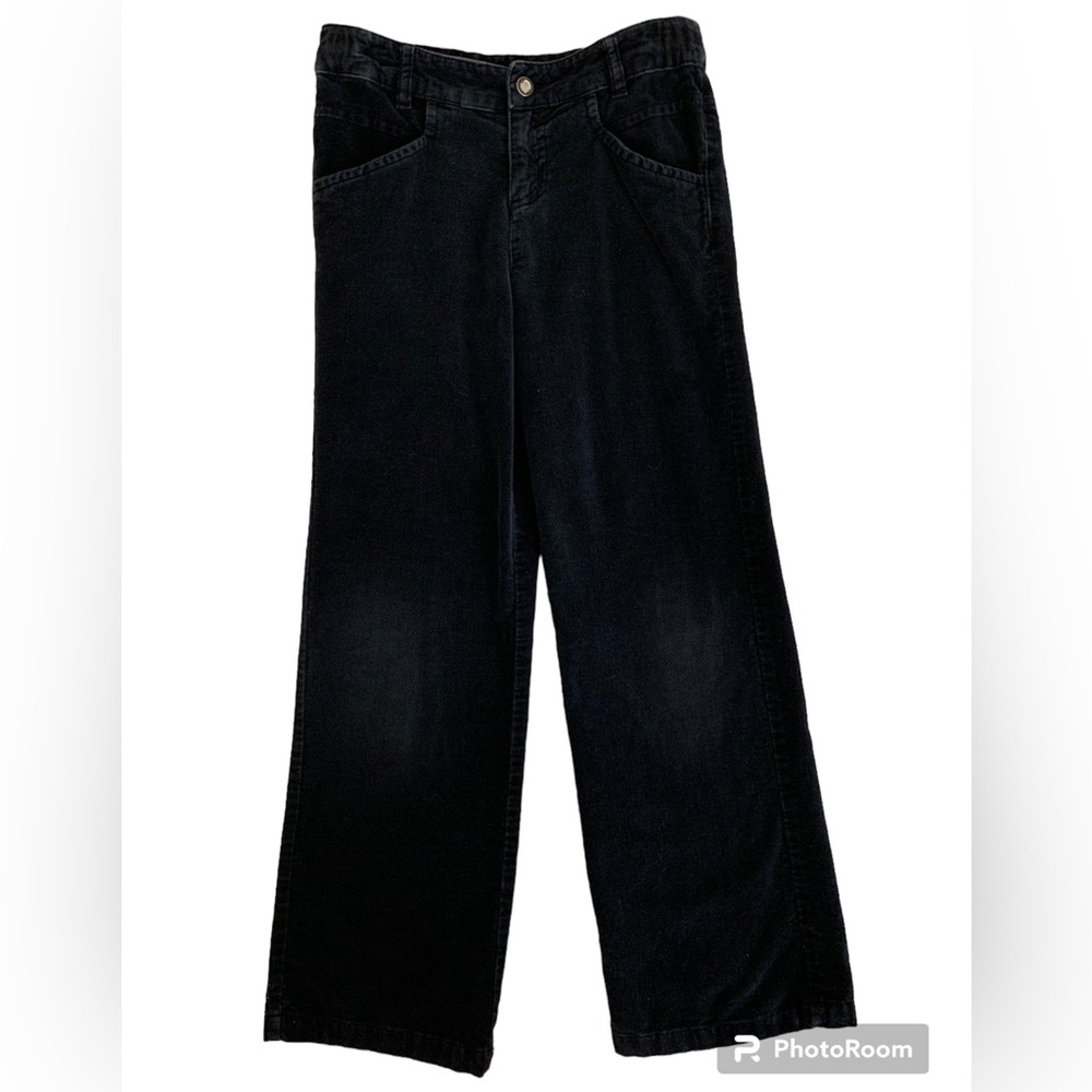 J. Khaki Corduroy Pants Girls Size 8 Black Adjustable Waist Jewel Button Soft
